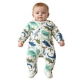 thumbnail image 5 of enyan Baby Boy Girl Outfits Footie Pajamas Baby Boy One-Piece Sleeper Snap Button Romper Cotton Jumpsuit Toddler Boy Girl Clothes（Mint Green,6-9 Months）, 5 of 5
