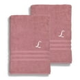 thumbnail image 5 of Authentic Hotel and Spa  Omni Turkish Cotton Terry Set of 2 Tea Rose Bath Towels with White Script Monogrammed Initial C, 5 of 5