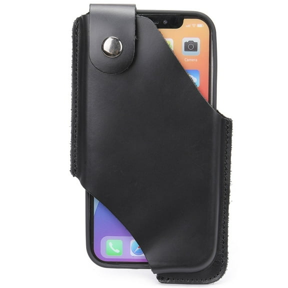 Men’s Genuine Leather Phone Holster Belt Clip Case with Magnetic Closure – Vertical Waist Pouch for 6.1"-6.7" Cell Phones