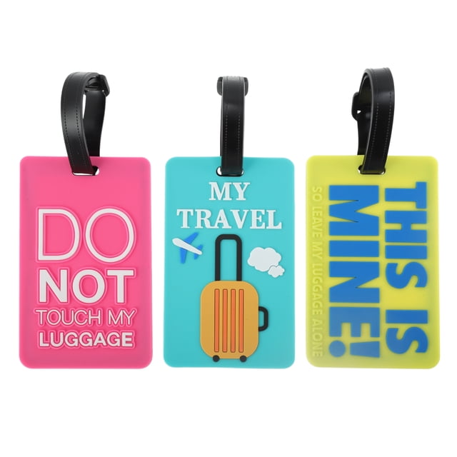 Etiquetas de equipaje portátiles de 3 piezas Unique Bargains para viajar en amarillo y rosa