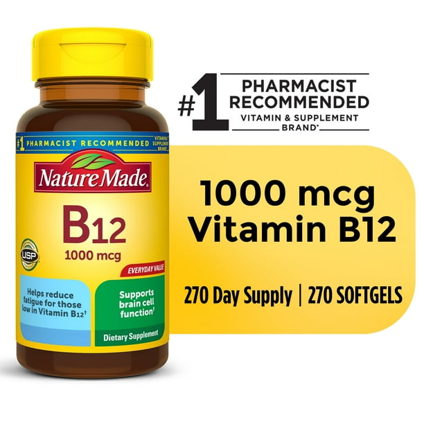 Nature Made Vitamin B12 1000 mcg Softgels, Dietary Supplement, 270