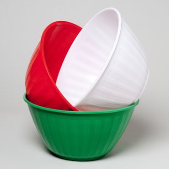 Plastic Christmas Bowls BOWL SERVING 10.5 INCH ROUND 3 CHRISTMAS COLORS IN PDQ, Case Pack of 48 ()