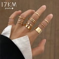 thumbnail image 2 of Conjunto de anillos de cadena de Color dorado Hiphop de 17KM para mujeres y niñas, anillos de dedo sencillos geométricos Punk, joyería de tendencia 2022 para fiesta Tan Jianjun unisex, 2 of 2
