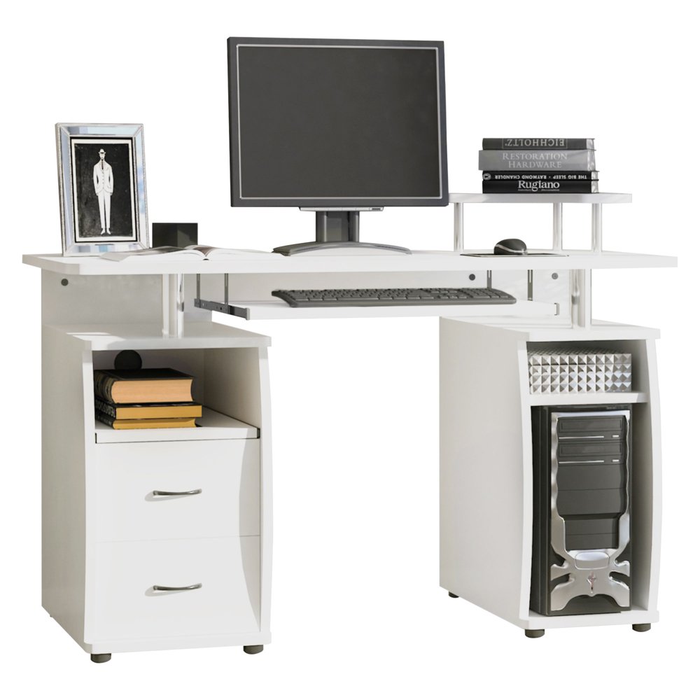 Computer Office Desk Workstation with Keyboard Tray, CPU Shelf