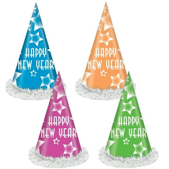 Happy New Year Party Hats, 12", Pack of 25