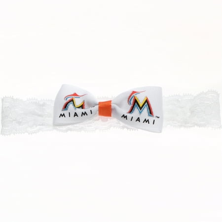 Miami Marlins Girls Infant Lace and Bow Headband - No Size