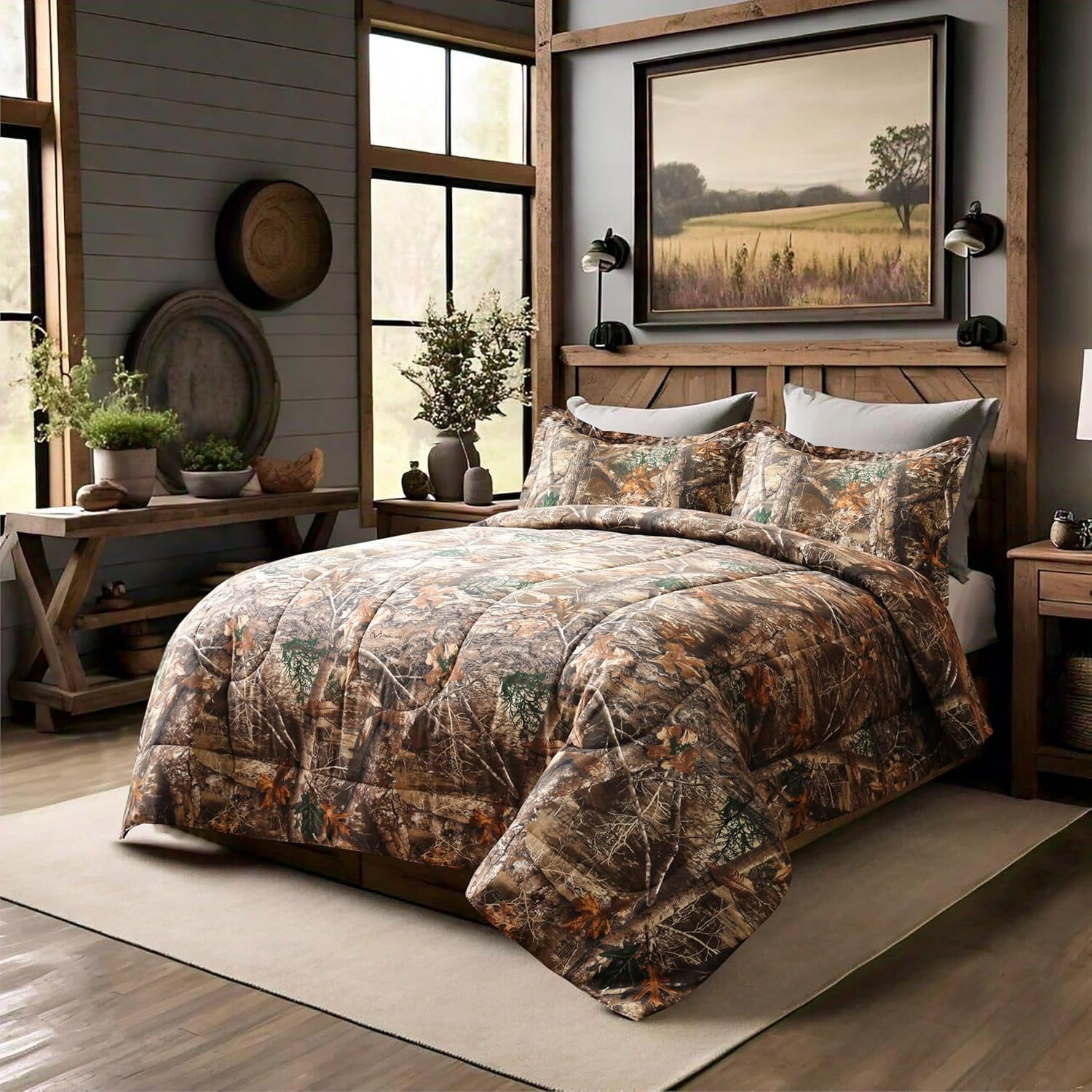 VISI-ONE Realtree Edge Camo Full 3 Piece Comforter Set – Rustic Western Country Style with Farmhouse Vibes, Perfect All Season Bedding for Lodge, Cabin, Outdoor Lovers, Nature Lovers