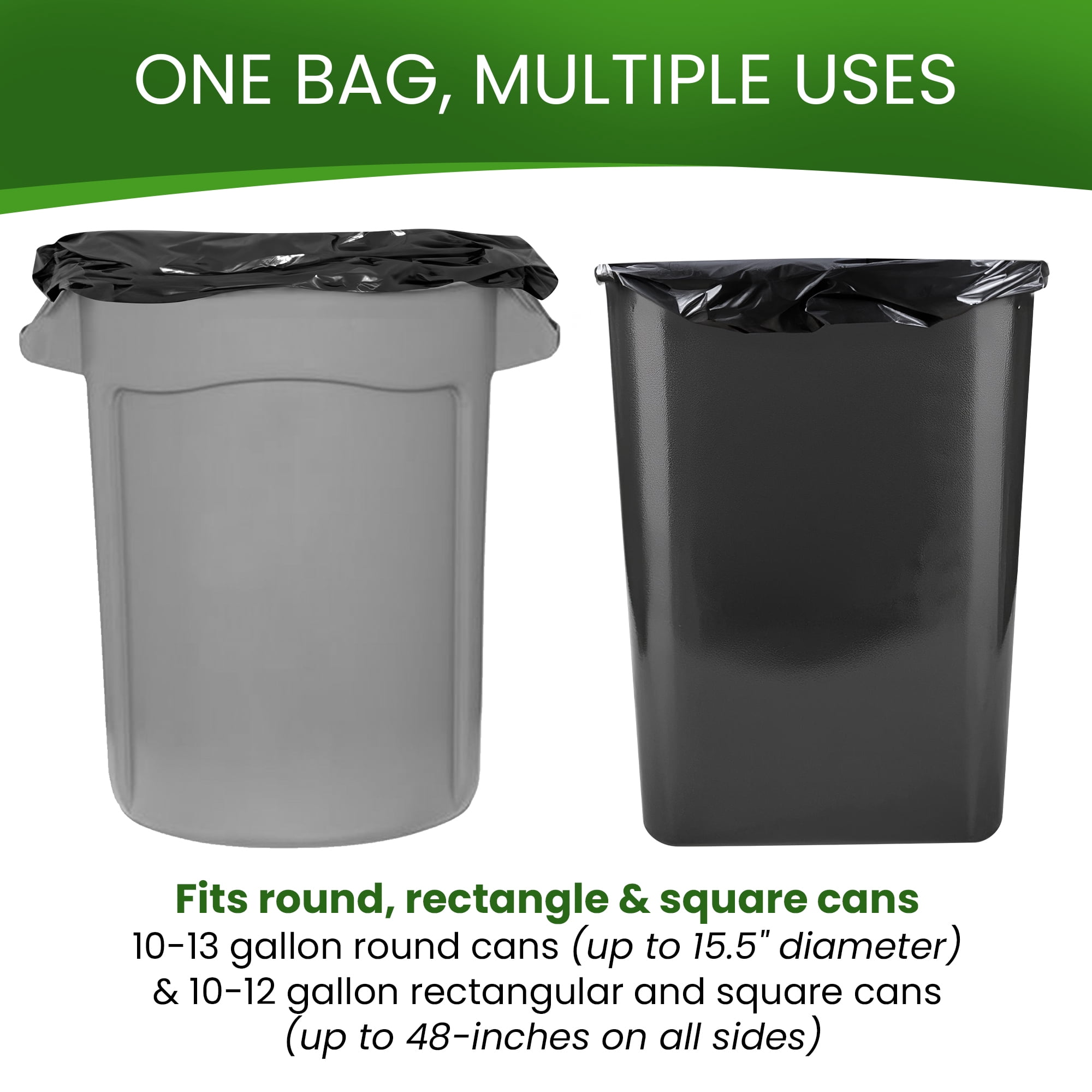 Best Option 13 Gallon Black Trash Bags, 150 Count Box, (24x32-inch) Commercial Heavy-Duty Garbage Can Liners