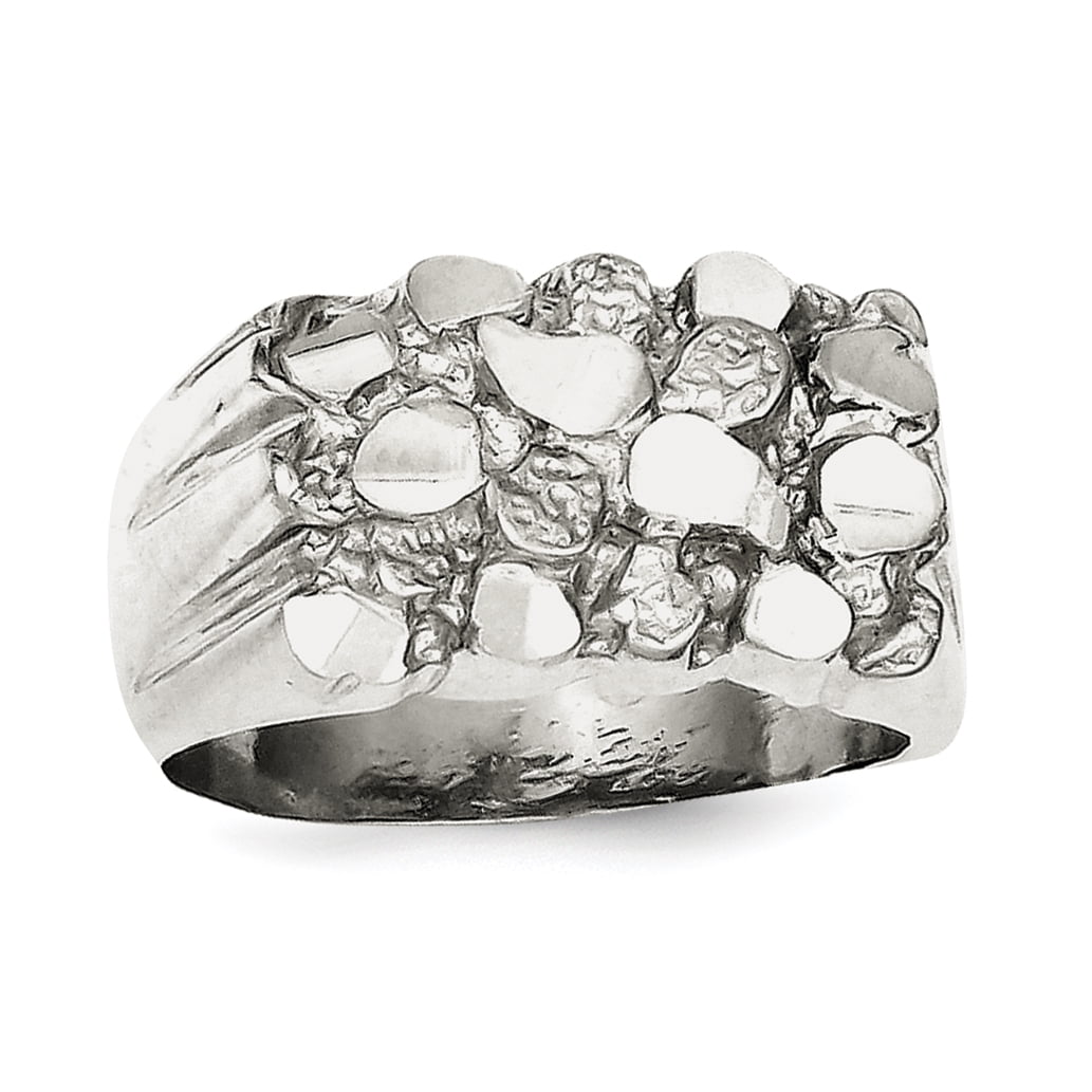 Jewelrypot Sterling Silver Mens Nugget Ring