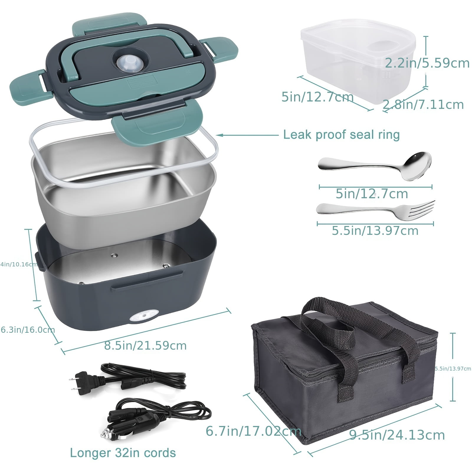 GVDV Electric Lunch Box Food Heater 3-In-1 Portable Food Warmer Lunch Box for Car & Home