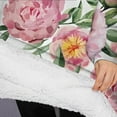thumbnail image 3 of Oversized Wearable Blanket Hoodie,Pioneer Flower Floral Print Pattern Sherpa Blanket Hoodie with Super Pockets,Super Warm Fuzzy Pullover for Women & Men, 3 of 6