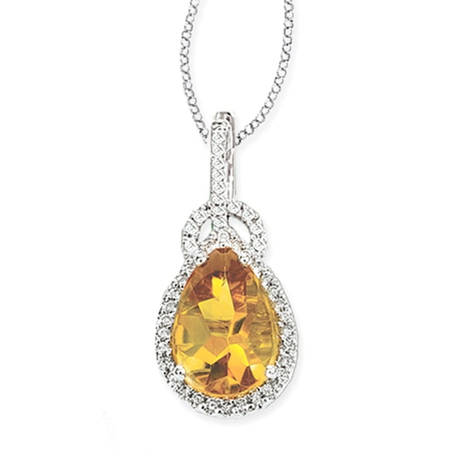 Avanti 14k White Gold Citrine and 1 4ct TDW Diamond Necklace (G-H, SI1-SI2) by Overstock