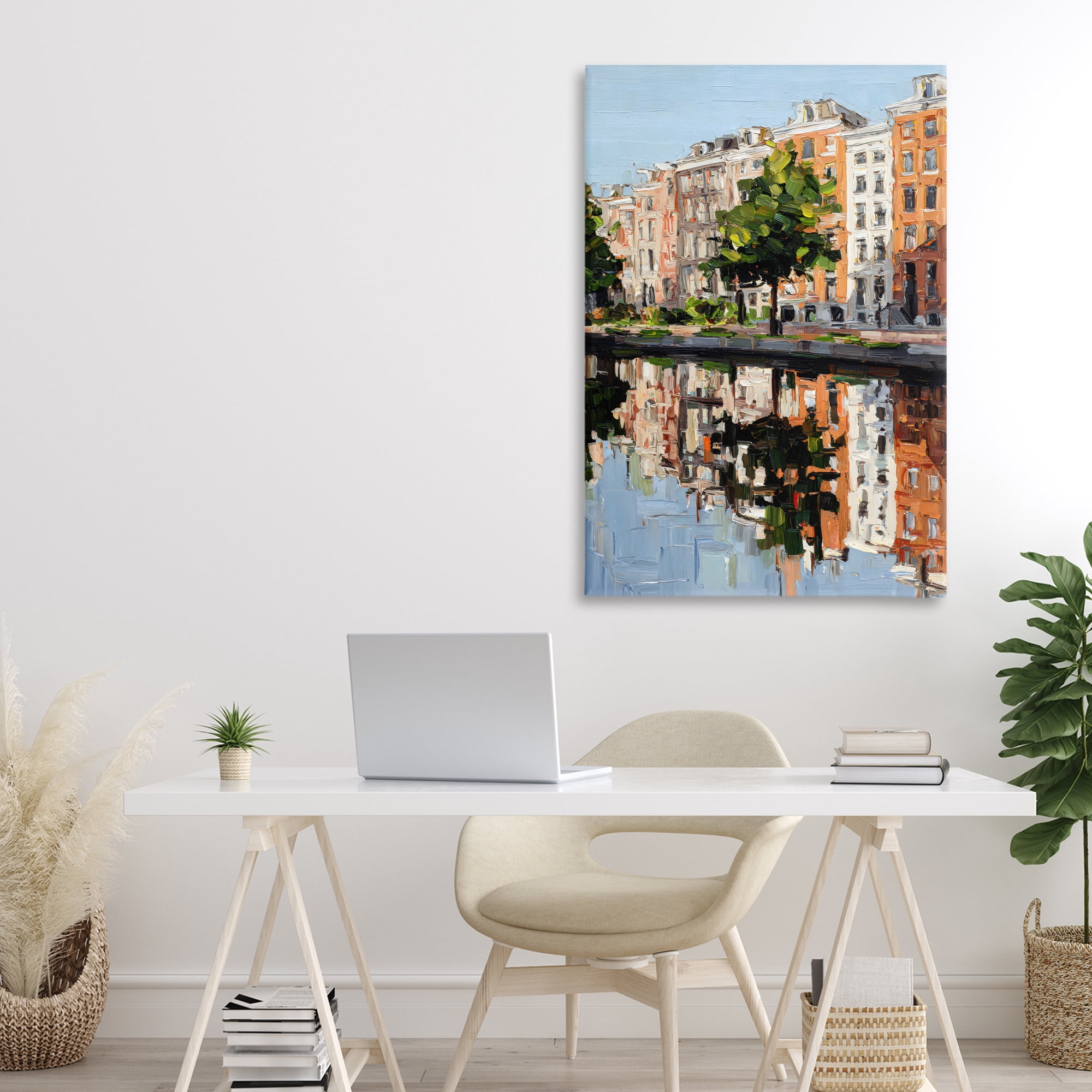 Stupell Industries Waterside Apartments on Canal Canvas Wall Art, design by Petal Prints Design