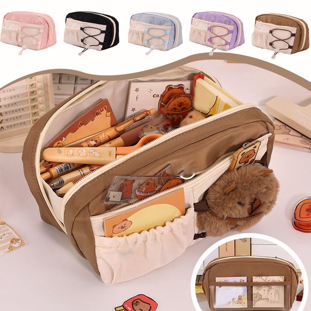 Organizador de estuche de gran capacidad | Bolígrafo de tela con cremallera y bolsa de papelería 23x12x11cm | Compartimentos múltiples, resistente, accesorio de viaje y oficina