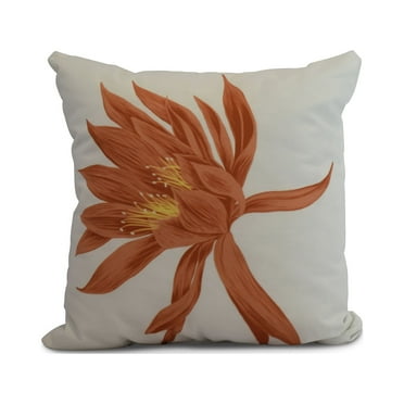 Simply Daisy, 20" x 20" Hojaver, Floral Print Outdoor Pillow, Orange