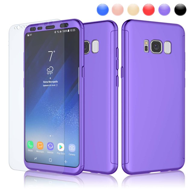 Galaxy S8 Plus Case, Galaxy S8 Plus 6.2" Screen Protector, Thin Premium Dual Layer Hard Case For Galaxy S8 Plus with Tempered Glass Screen Protector For Galaxy S8 Plus (2017) SM-G955 -Red