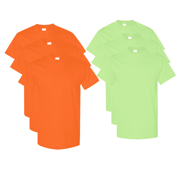 High Visibility Safety Dry Fit Short Sleeve Shirts -WD91 Mens Hi Vis Construction Work Safety T-Shirt, Mix 6 Pack S