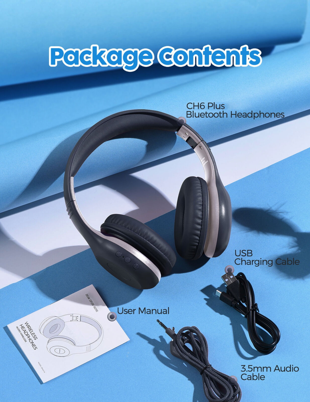 Foldable Wireless Headphones for Google Pixel 8a/6a/6 Pro - Headset w Mic Hands-free Earphones Earbuds