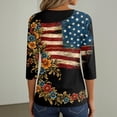 thumbnail image 6 of Women's 250th Anniversary USA Shirt Patriotic American Flag Print V-Neck Button 3/4 Sleeve T-Shirt, 6 of 6