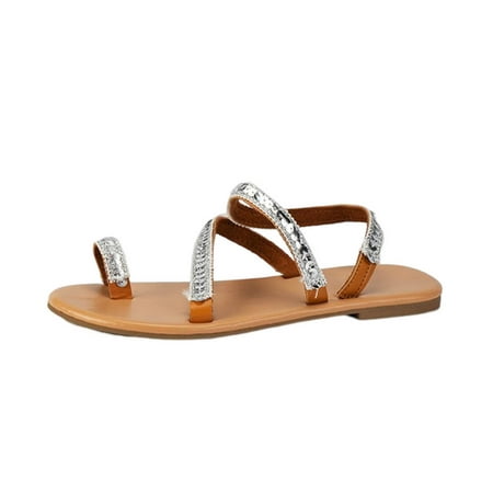 

Utoimkio Platform Sandals for Women Clearance Women Casual Open Toe Comfy Sandals Sequin Beach Casual Shoes