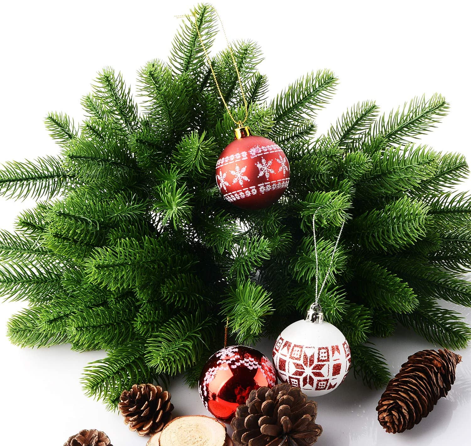 Artificial Christmas Green Pine Needles Branches Evergreen Picks