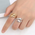 thumbnail image 2 of Fashion Two-Hand Ring: Unique Open Design, Adjustable, Copper, Electroplated, European Style, Individually Packed, 2 of 5