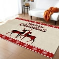 thumbnail image 3 of Merry Christmas Area Rug 4x6ft Red Buffalo Check Plaid Elk Xmas Non-Slip Washable Square Rugs Soft Felt Indoor Floor Mat for Bedroom Kitchen Living Room Bathroom, 3 of 8