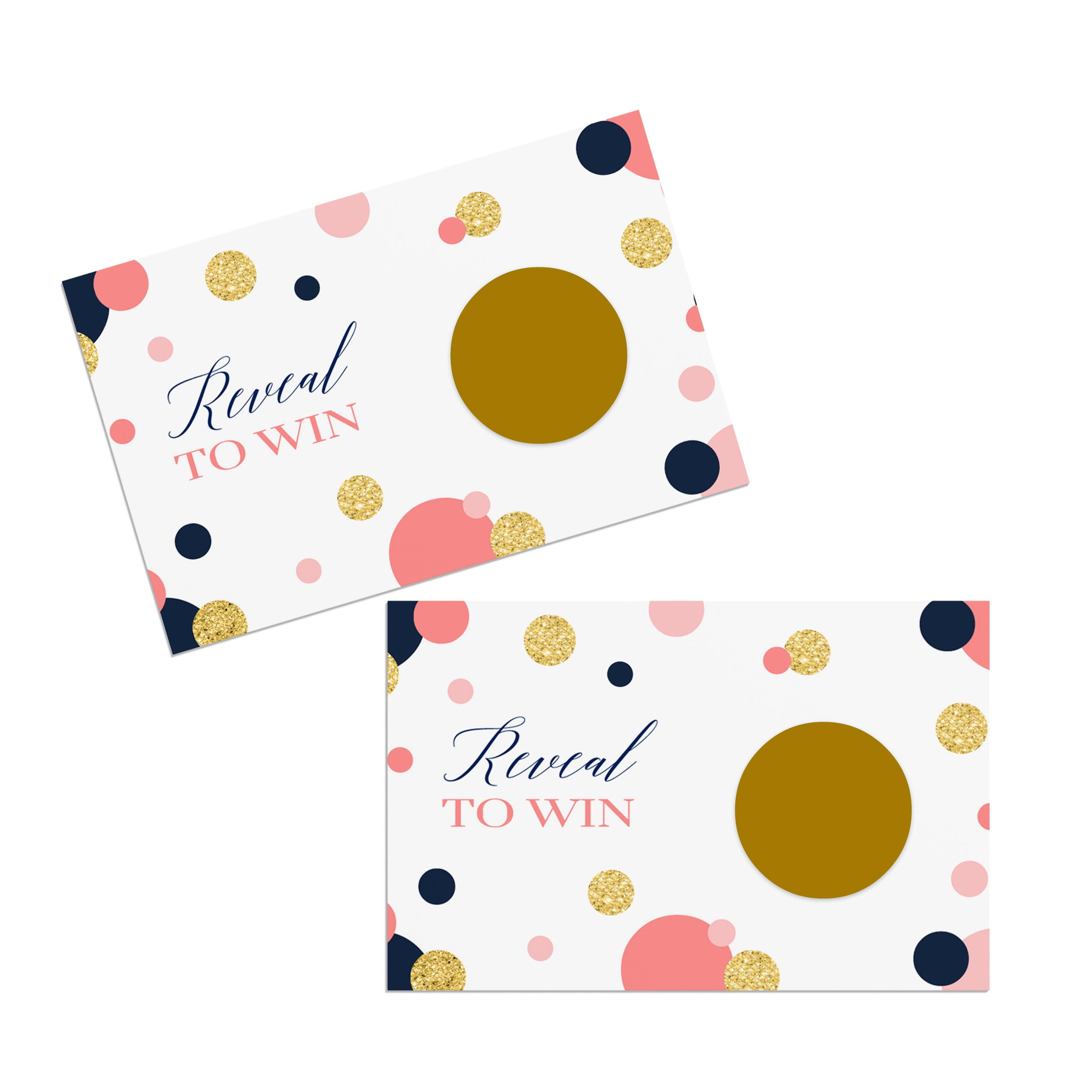 Navy and Coral Scratch Off Cards 28 Pack Bridal Shower Games Girls Baby Shower Gender Reveal Graduation Raffle Tickets Drawing Prizes Favors - Paper Clever Party