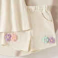 thumbnail image 4 of UAYOTSE Toddler Baby Girl Summer Clothes 3D Flower Ruffle Sleeveless Smocked Tunic Top Shorts Set Cotton Linen Outfit 2Pcs,Sizes 3-4 Years, 4 of 5