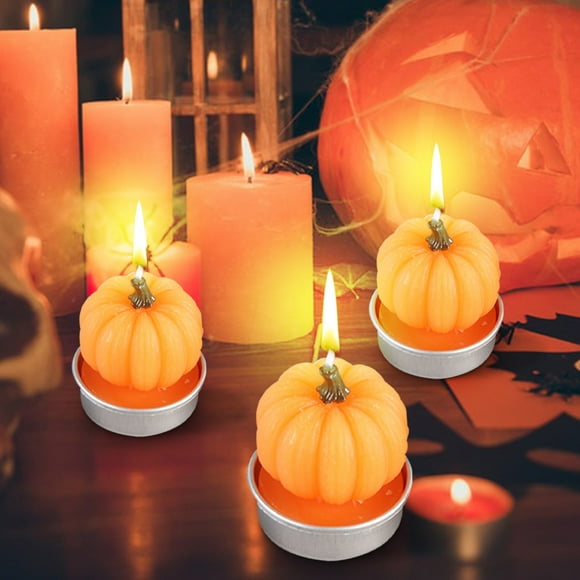 YIMWNYI 6Pcs Halloween Party Supplies Pumpkin Candles, Decorative Night Lights, Versatile Party Decor, Safe and Long-lasting, Perfect for Halloween, Birthday Celebrations, Home Decoration