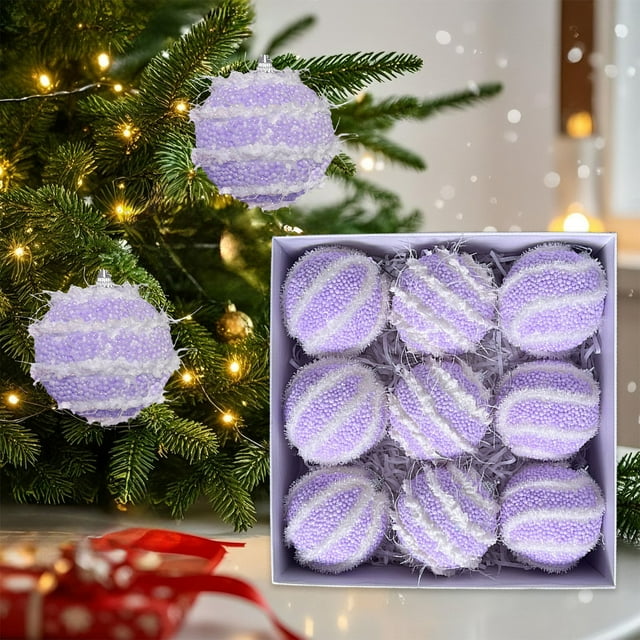 Blaxill Christmas Ball Ornament Set | Macaron Colored Holiday Tree Hanging Decorations | 9pcs Soft Plastic Baubles | Festive Multicolor | 8cm Diameter | Gift Boxed | For Home Party Wreath Garland