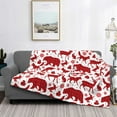 thumbnail image 2 of Uemuo red plaid Moose Bunny bear Printed Throw Blanket for Couch, Fluffy Fuzzy Blankets for Bed, Sofa, Cozy Flannel Faux Fur Blanket-60"x50", 2 of 6