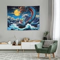 thumbnail image 2 of ONETECH  Japanese Wave Dragon Tapestry Japanese Ocean Great Wave Tapestry for Men Room Decor Flower Moon Tapestry Wall Hanging, Japanese Art Tapestry for Bedroom, 2 of 7