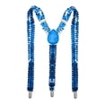 thumbnail image 2 of Suspenders Glitter Sequin Adjustable Y-Back Elastic Unisex Trouser Suspenders for Festival Stage Performance Sky Blue One Size, 2 of 3