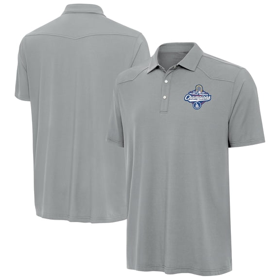 Men's Antigua  Gray Los Angeles Dodgers Back-to-Back World Series Champions Western Polo