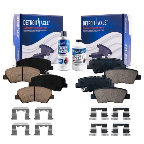 Detroit Axle - Brake Pads for 2012-2017 Hyundai Accent Kia Rio 2015 Dodge Attitude, 2013 2014 2016 Ceramic Brake Pads w/ Hardware Front Rear Replacement