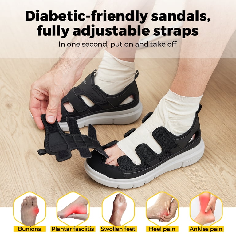 FitVille Diabetic Sandals Mens 12 Wide Casual Comfort Outdoor Sport Adjustable Amazon.com | FitVille Diabetic Sandals for Men Wide Width  main image 3