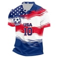 thumbnail image 2 of USA 2026 Soccer Cup Style Patriotic Polo Shirt for Men, Short Sleeve Quick-Dry Mesh Breathable Top with Stars & Stripes Graphic, Lightweight Sports Jersey, 1 PC Red XL, 2 of 5