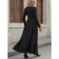 thumbnail image 6 of Women's Bow Long Sleeve V Neck Maxi Dress with Ruched Lace Detail and Slit for Elegant Occasion and Comfortable Wear, 6 of 10