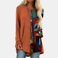 thumbnail image 1 of WREESH Ladies Casual Stitching Printed O-Neck Long-Sleeved T-shirt, 1 of 7
