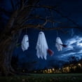 thumbnail image 4 of Set of 3 Hanging Ghosts on Brooms with Remote Control Warm Lights, Halloween Decorations Outdoor, Flying Ghost Family Decor, Floating Gauze Ghost for Tree Porch Yard Patio, 4 of 6