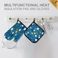 thumbnail image 4 of Yayeee Oven Mitts and Pot Holder Set of 2 Heat Resistant Kitchen Gloves Baking Hot Pad, Blue Abstract, 4 of 5
