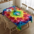 thumbnail image 2 of Colorful Tie Dye Mandala Pattern Rectangle Tablecloth 60"x84",Waterproof Polyester Rectangle Table Cloth, Wipeable Spillproof Polyester Tablecloth for Dining, Camping, Indoor and Outdoor, 2 of 5