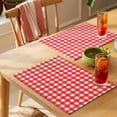 thumbnail image 4 of Red Placemats Set of 6 Country French Rustic Buffalo Plaid Modern Art Place Mats Indoor Wipeable Table Mats Washable Cloth Dining Table Placemats for Kitchen Holiday Party Home Decor 13x19 Inch, 4 of 9