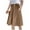 Khaki-05, variant on REALiKUN Knee Lenght Culottes Pants for Women Summer Loose Elastic Waist A-line Wide Leg Palazzo Trousers with Pockets