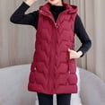 thumbnail image 2 of SELONE Womens Long Puffer Vest Cotton Zipper Detachable Hooded Jacket with Pockets Sleeveless Tops Solid Warm Outerwear, 2 of 8