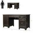 thumbnail image 2 of Gymax 59'' Computer Desk Writing Desk Study Workstation with Drawers Brown, 2 of 10