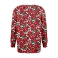 thumbnail image 4 of Women's Casual Long Sleeve Round Neck Sweatshirt Fit Pleated Top with Christmas Print for Fashionable Holiday Outfits and Comfortable Wear,Deep Red,S, 4 of 6