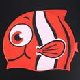 thumbnail image 1 of Kid Elastic Silicone Swimming Swimwear Bathing  Fish Shape Swim HatRed, 1 of 8