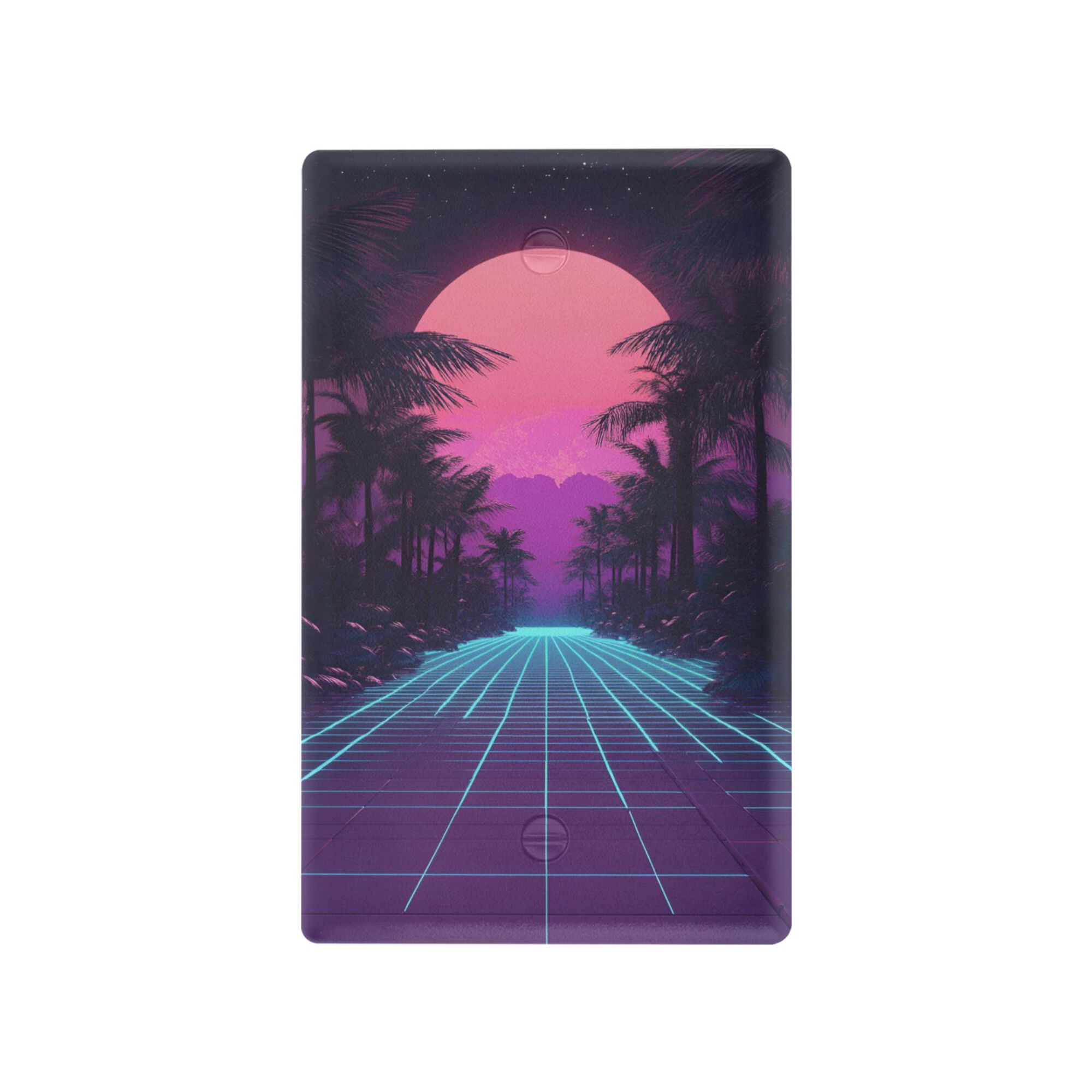 Yayeee Blank Wall Plate Cover 1-Gang 4.5"x2.7" Home Unused Decorative Outlet, Night Neon Road